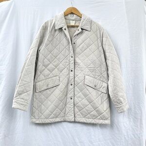 ANTHROPOLOGIE x JOIE DIAMOND QUILTED COTTON BARN JACKET LIGHT KHAKI LARGE